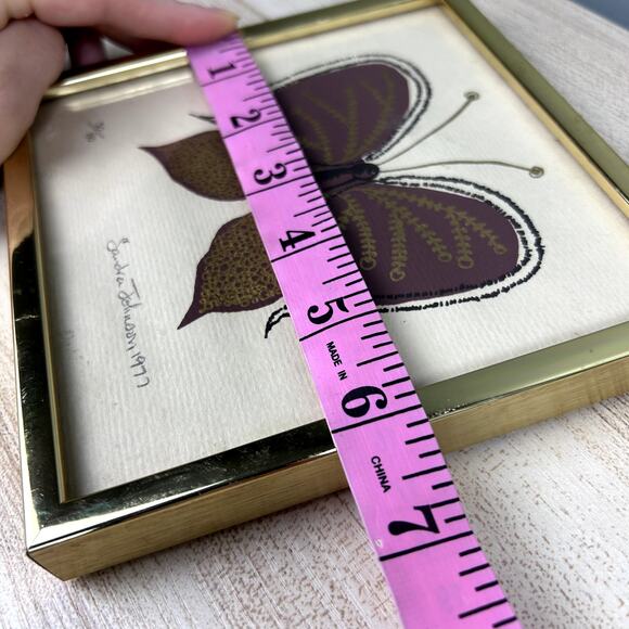 Vintage 70's Butterfly Framed Art Print Brown Tan Retro Hippie Home Decor 1977 - Picture 12 of 12